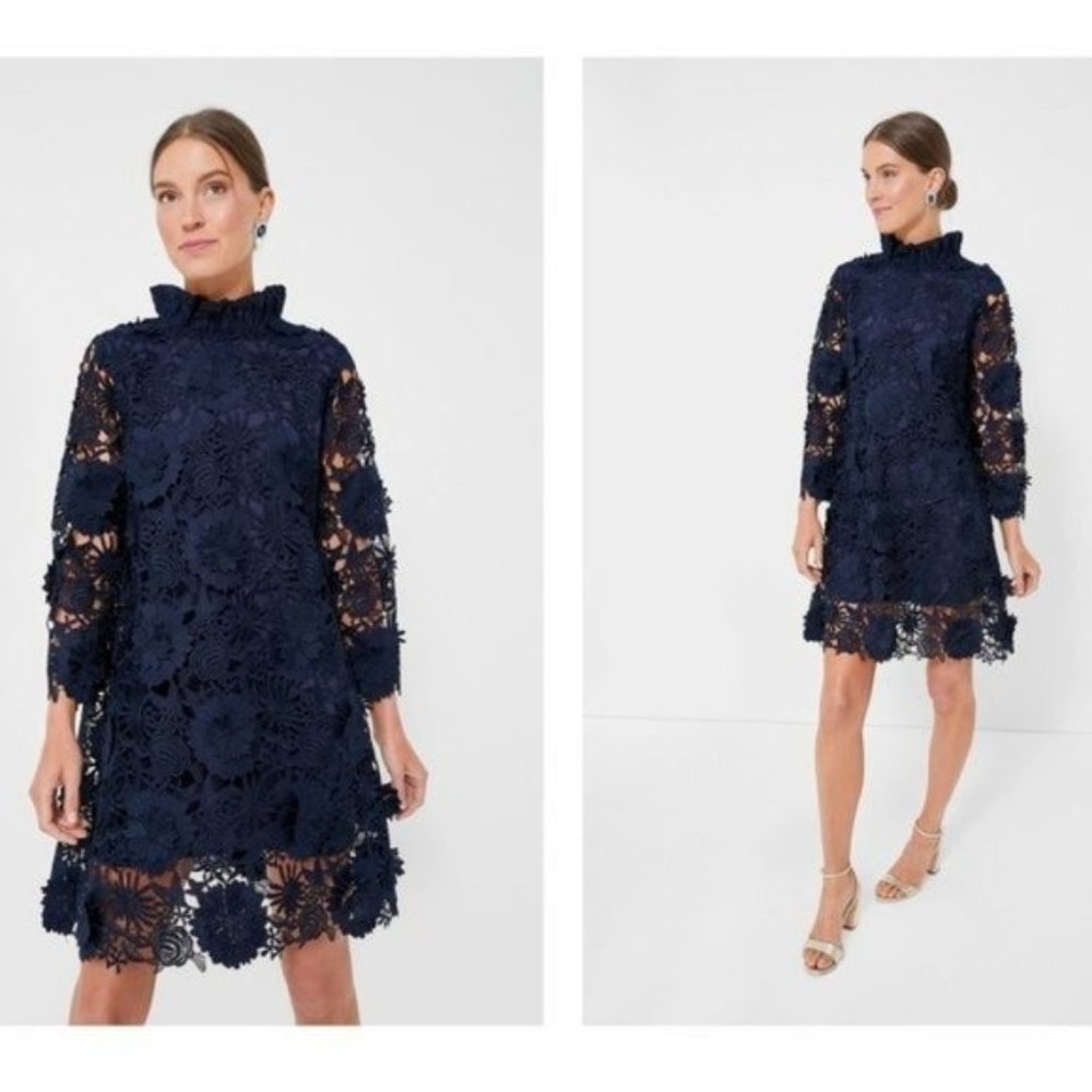 Tuckernuck | LIKE NEW Navy Guipure Lace Daphne Preppy Mini Dress Size M